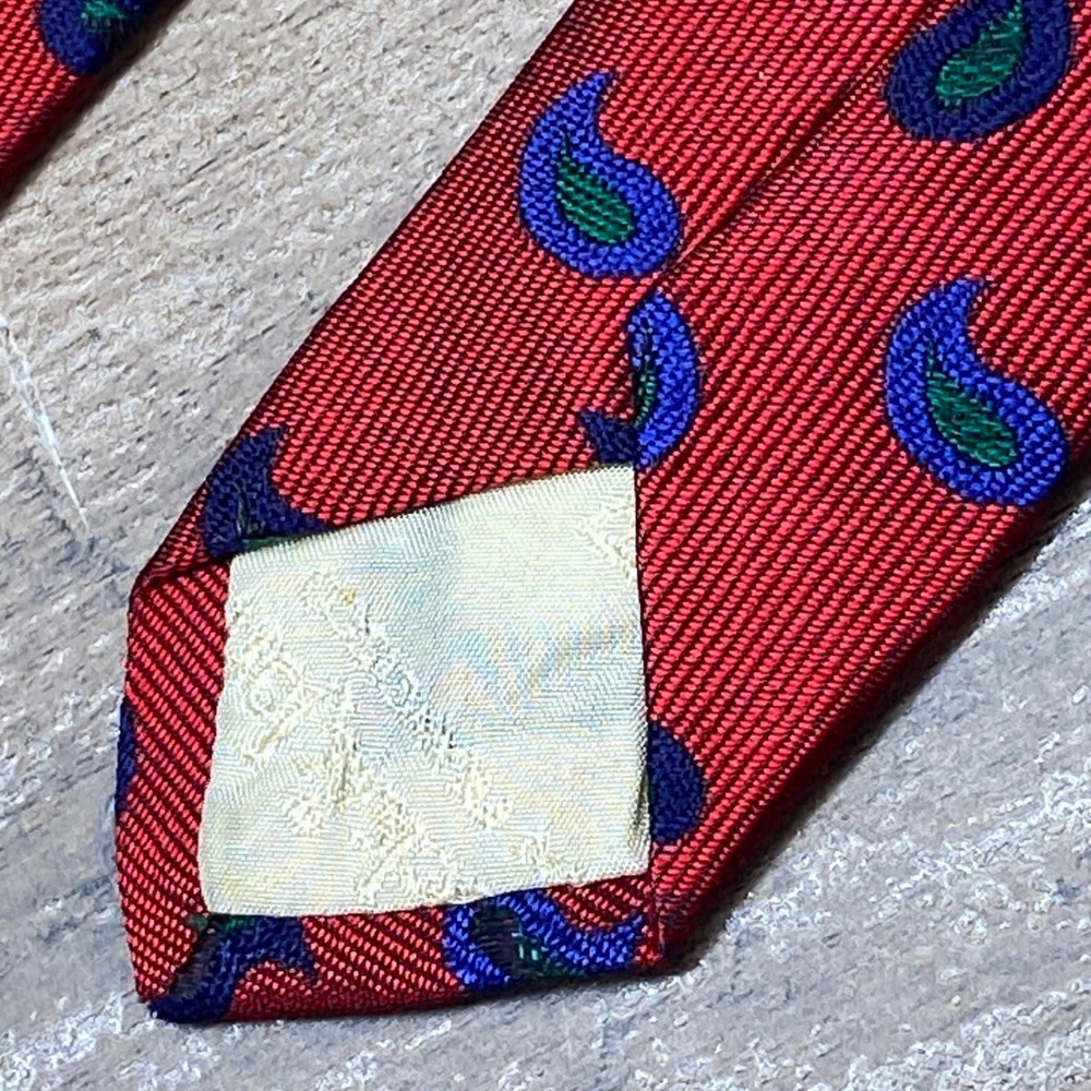 Bullock & Jones Tie Paisley Mens OS Red Silk‎ England Vintage Formal Accessory - Picture 4 of 7